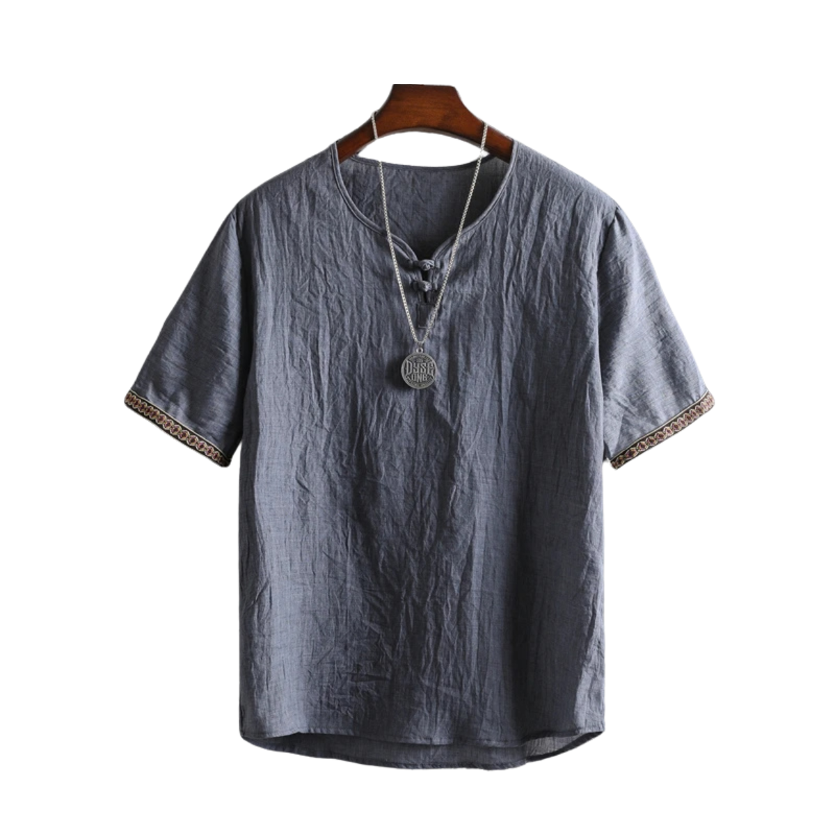 Men's Summer Short Sleeve Shirt - Lightweight Korean Style Plain Blouse Tee