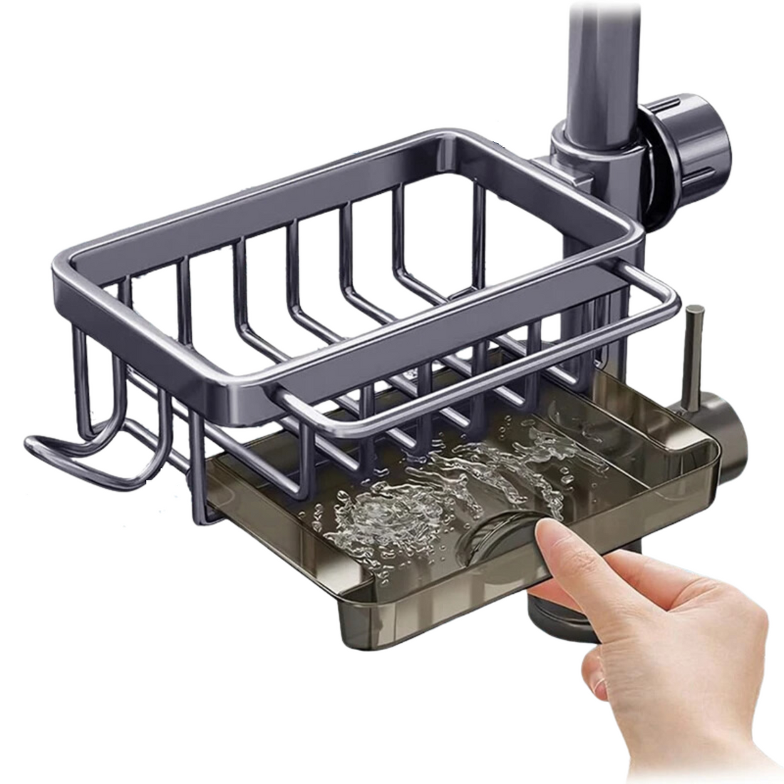 Kitchen Sink Faucet Organizer with Drain Tray and Towel Rack