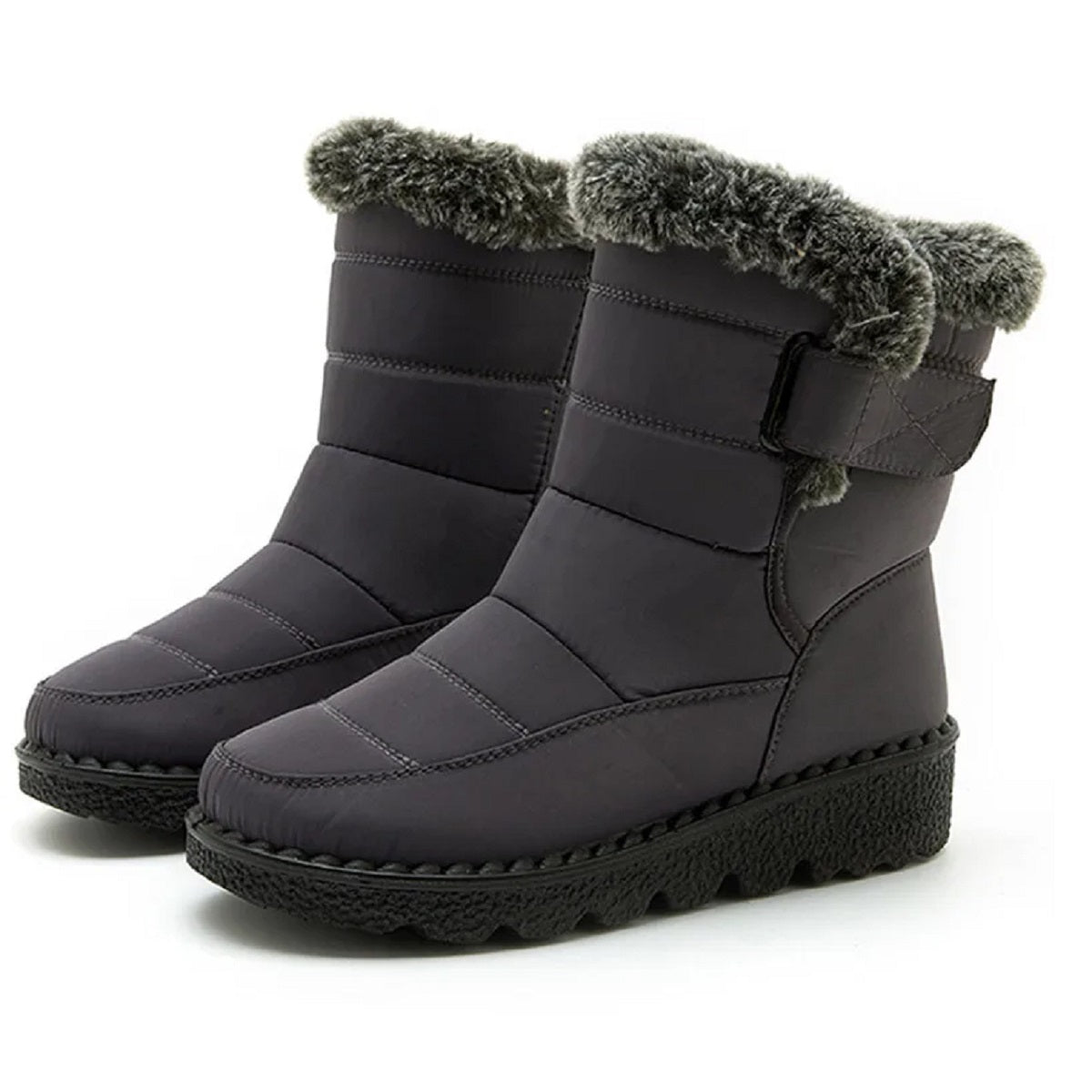 Women's Winter Snow Ankle Low Heels Boots with Fur Shoes