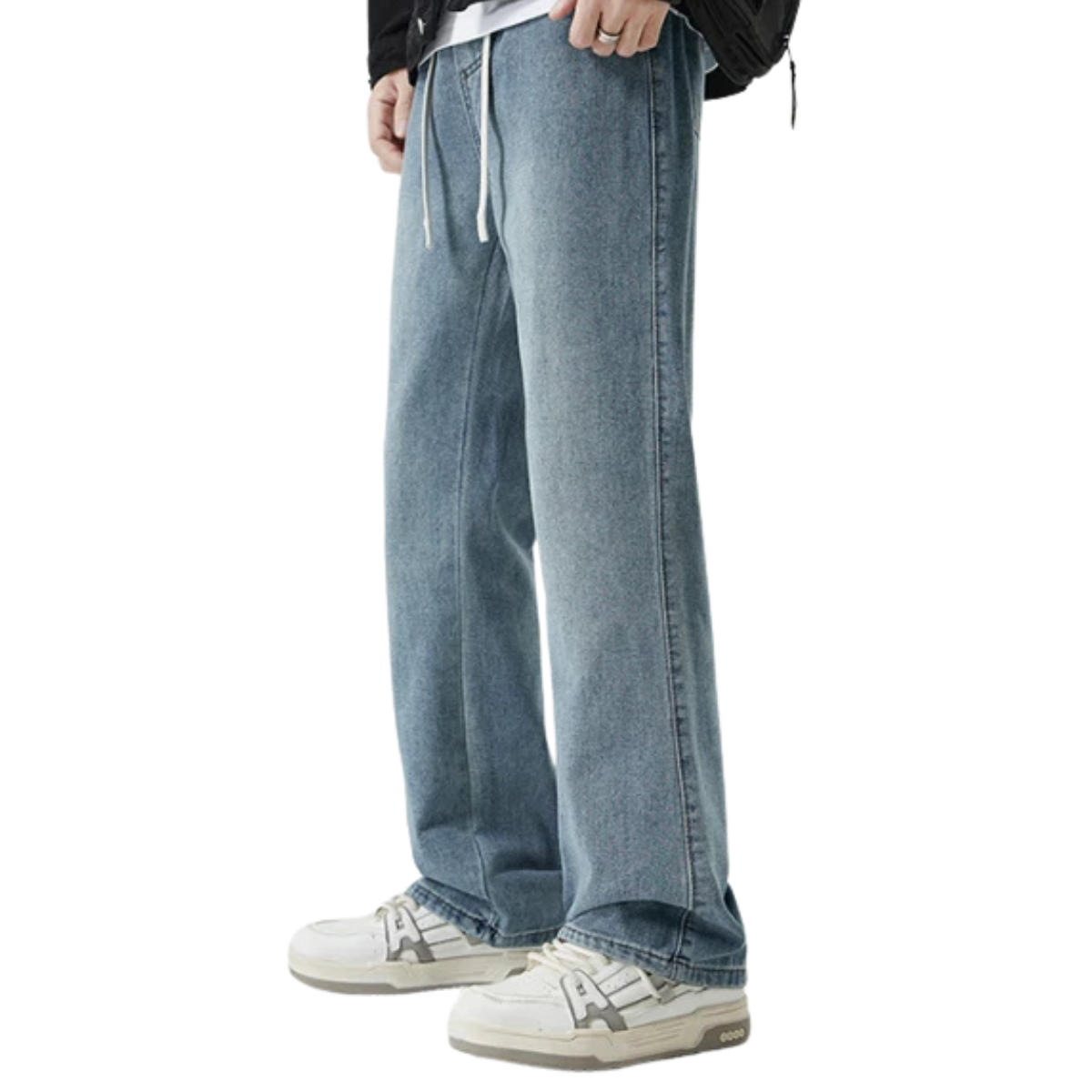 Men's High Street Micro Flared Jeans - Elastic Waist and Drawstring