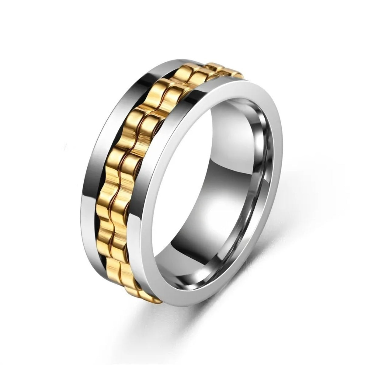 Stainless Steel Gear Chain Ring - Spinning Fidget Band