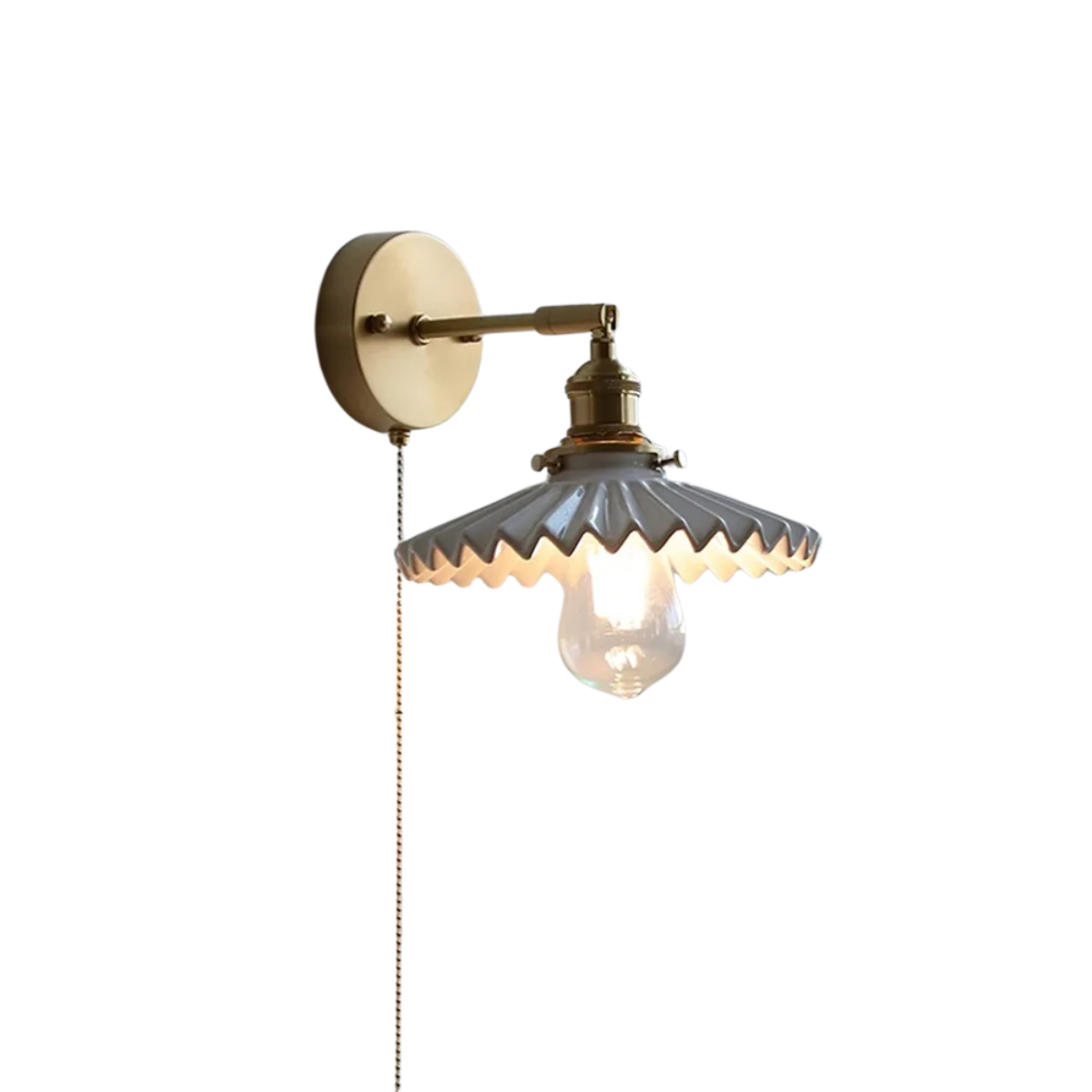 Nordic Ceramic Wall Light - LED Bedside Sconce with Pull Switch