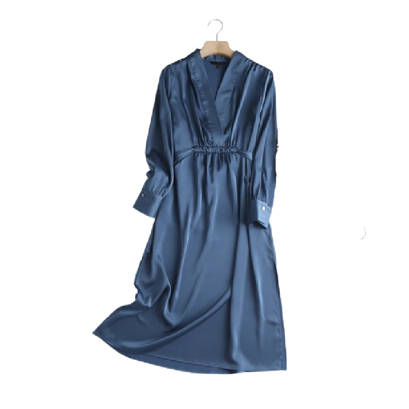 Women's Long Sleeve Satin Dress