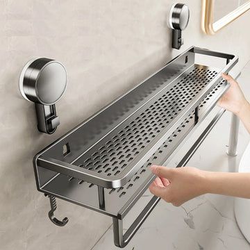 Suction Cup Shelf Toilet No Drill Hanging Rack Bathroom Organizer