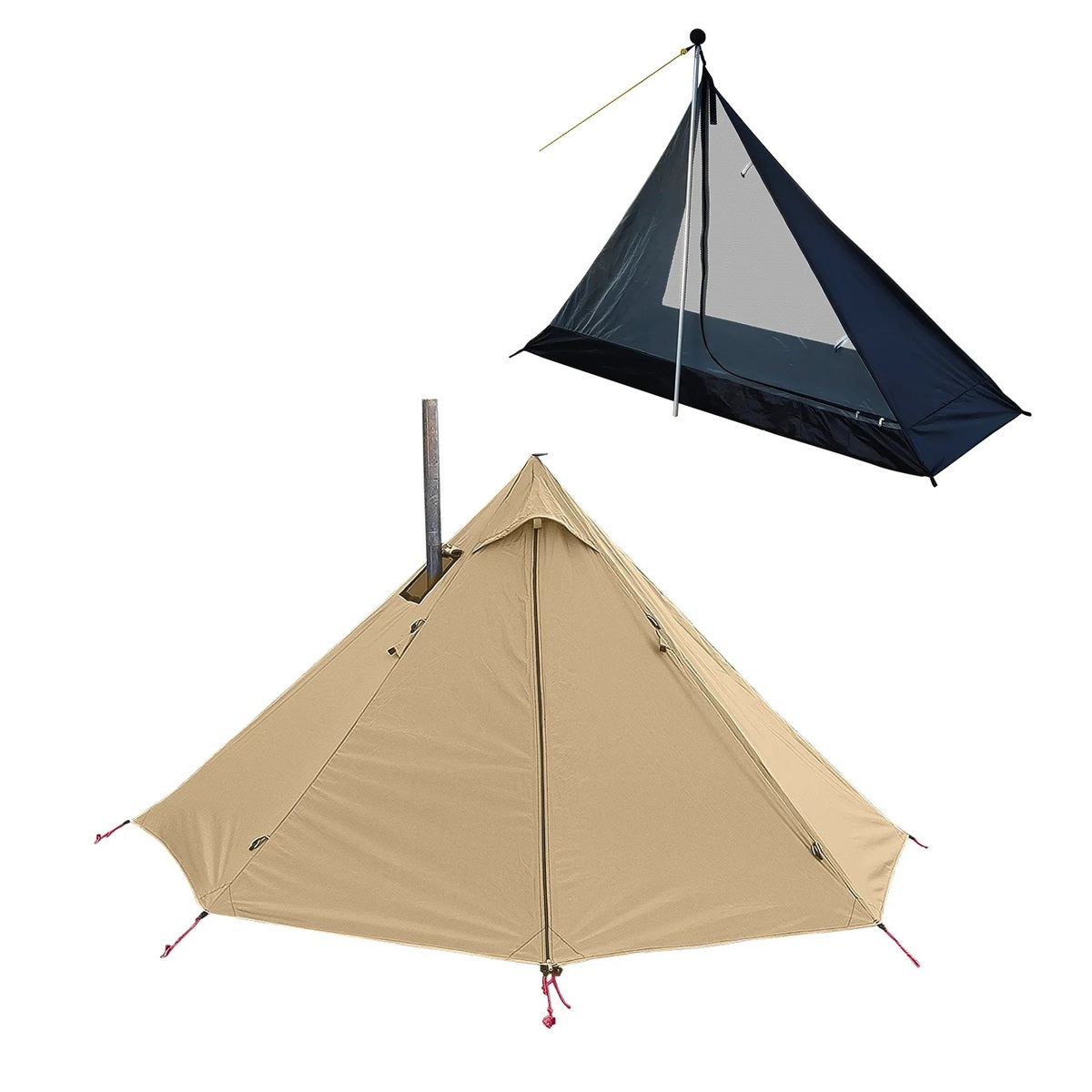 Ultralight Hot Tent with Chimney Window - 1-Person Tipi Bushcraft Shelter