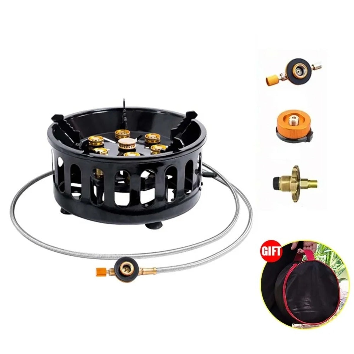 Camping Stove - 7-Core High-Power Portable Gas Burner with Ignition