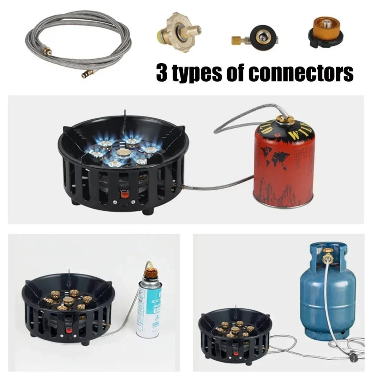 Camping Stove - 7-Core High-Power Portable Gas Burner with Ignition