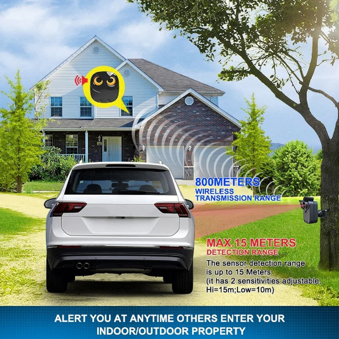 Wireless Driveway Alarm - Pir Motion Detector Waterproof Burglar System