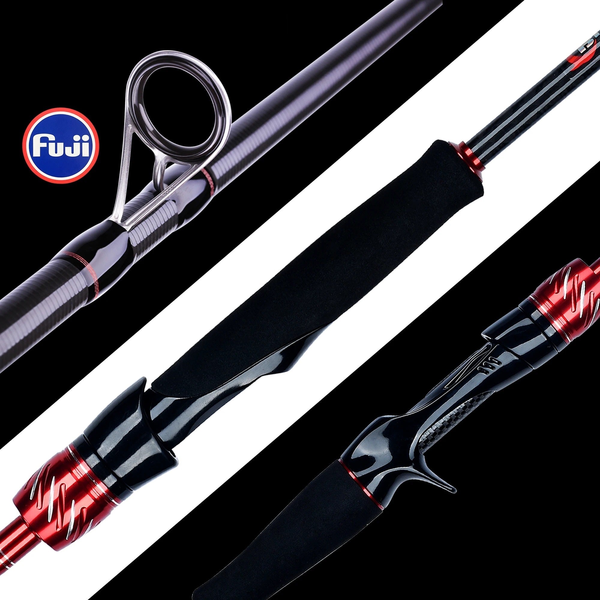 Carbon Fishing Rod for Travellers - Fuji Lure Spinning and Casting Mini Rock and Baitcasting