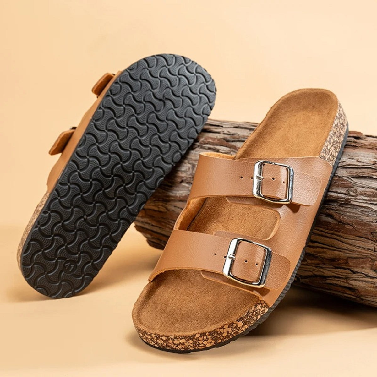 Beach Slides Cork Footbed Slippers for Men and Women