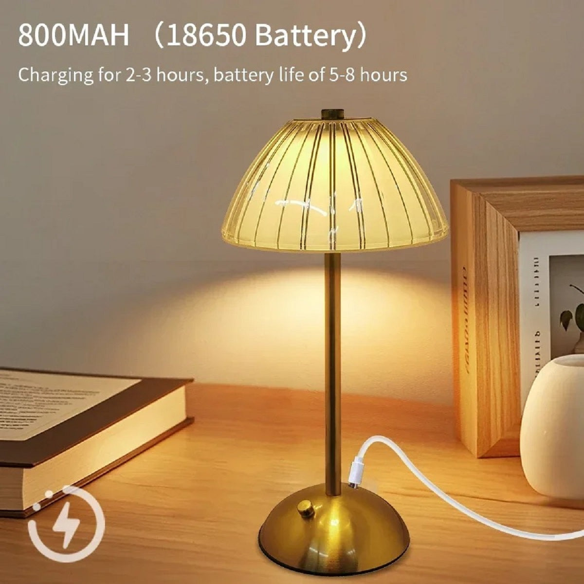 Crystal LED Table Lamp - Rechargeable Touch Sensor Dimmable Light