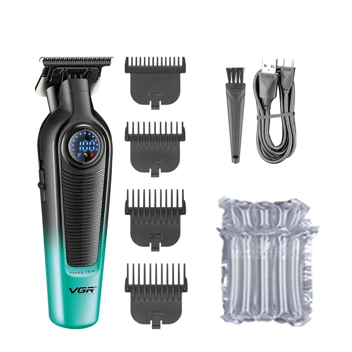 Men's Hair Trimmer - Gradient Metal Electric Clipper with LED Display