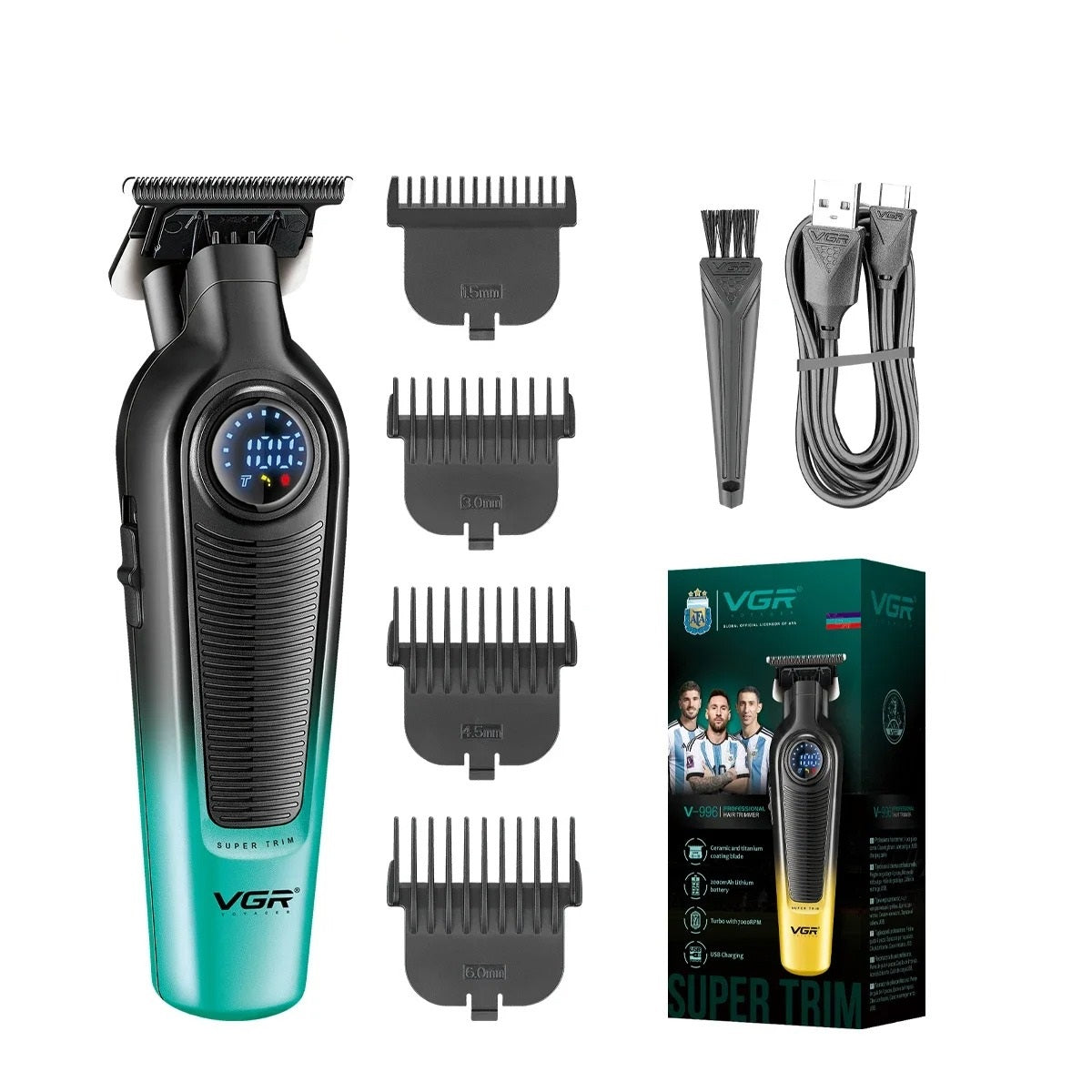 Men's Hair Trimmer - Gradient Metal Electric Clipper with LED Display