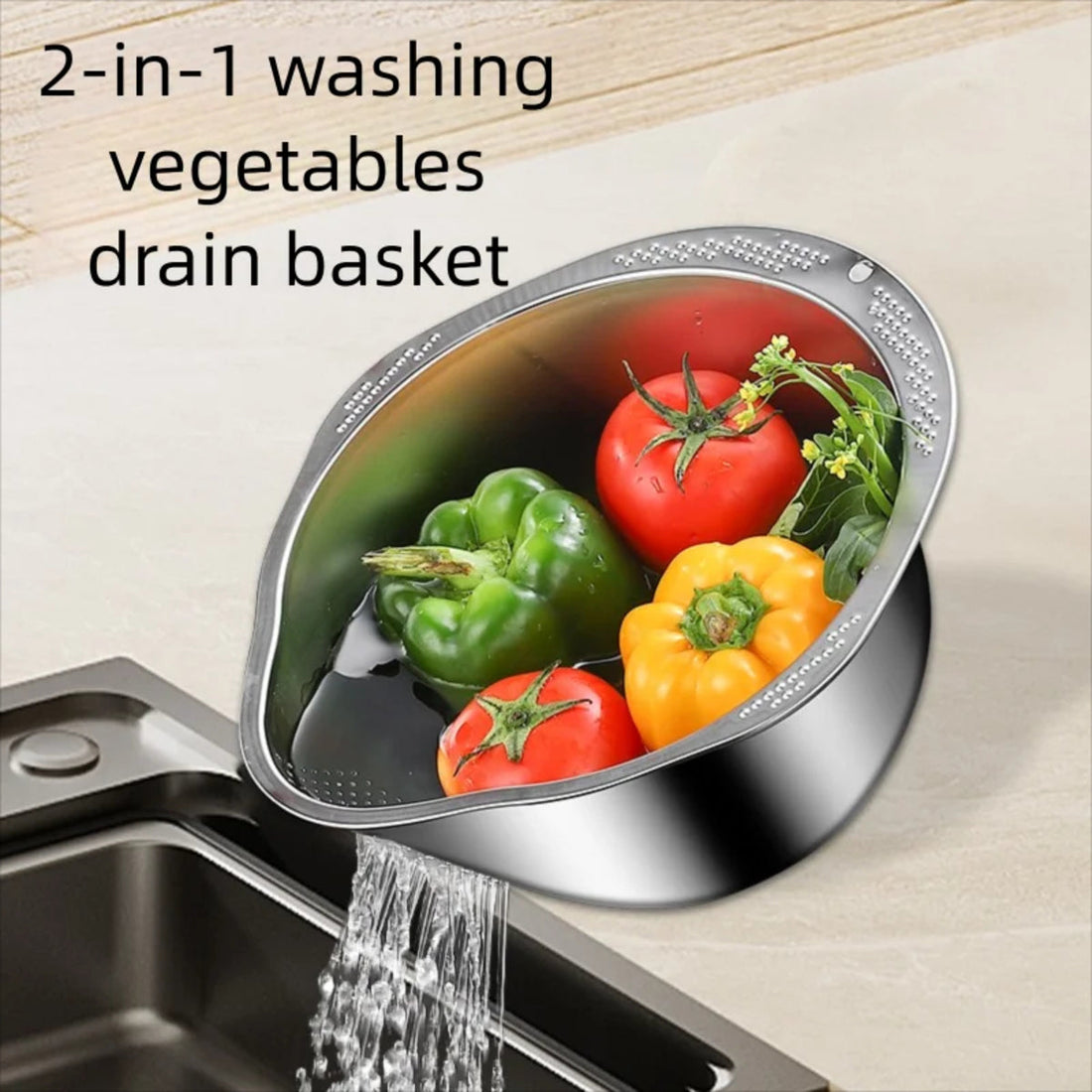 Rice Strainer Bowl - Stainless Steel Washing and Colander for Kitchen