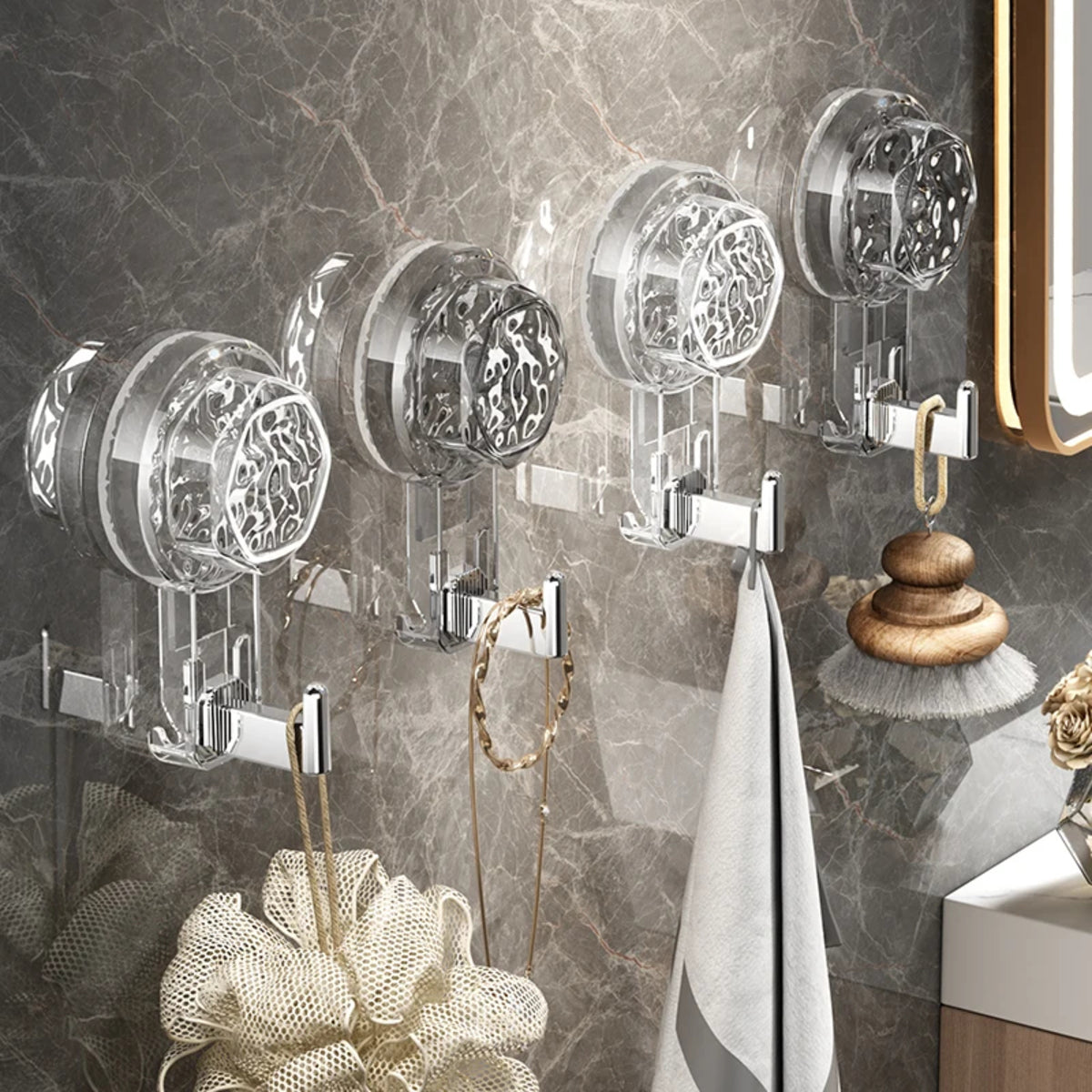 Suction Cup Hooks - No-Drill Self-Adhesive Wall for Bathroom and Kitchen