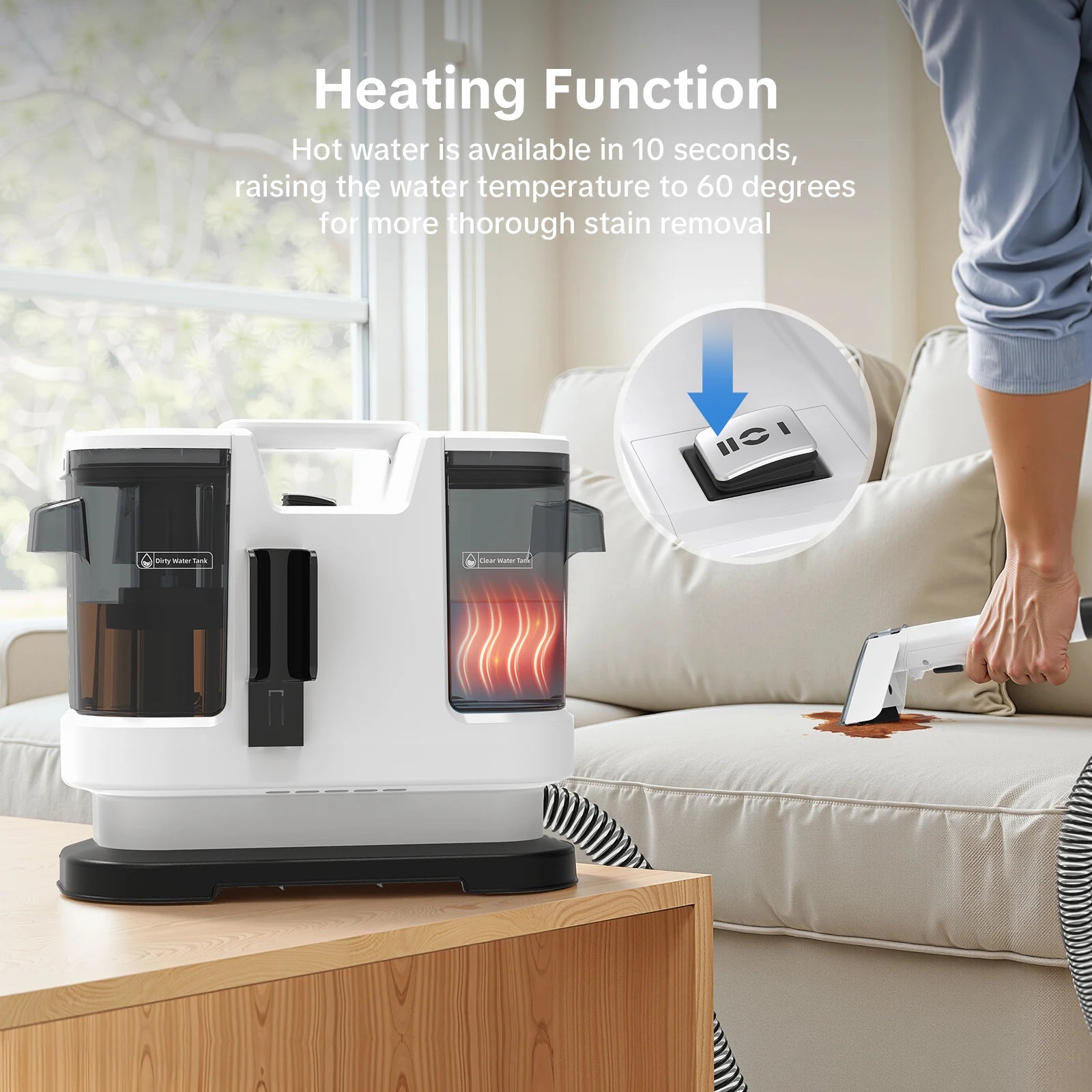 V46°farpet Cleaner - 800W Hot Water Deep Clean with Strong Suction