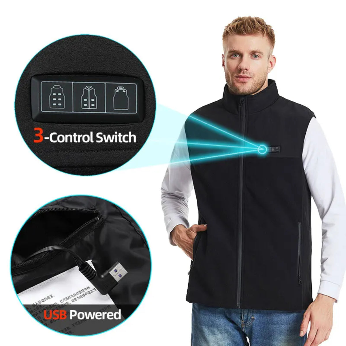 Fleece Heated Vest - USB Electric Heating Jacket