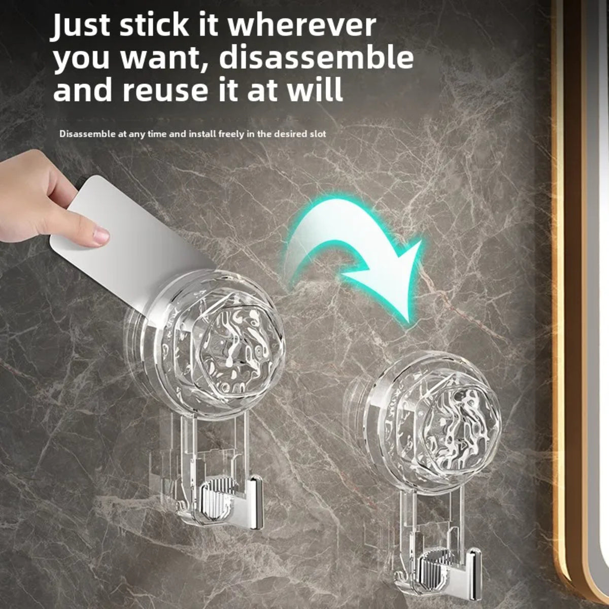 Suction Cup Hooks - No-Drill Self-Adhesive Wall for Bathroom and Kitchen