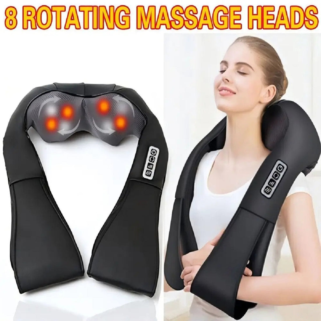 Shiatsu Neck and Shoulder Massager - Heated Kneading Back Massage Device