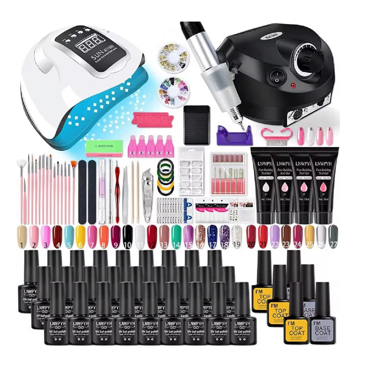 Acrylic Poly Nail Gel Kit - UV Lamp and Manicure Extension Set