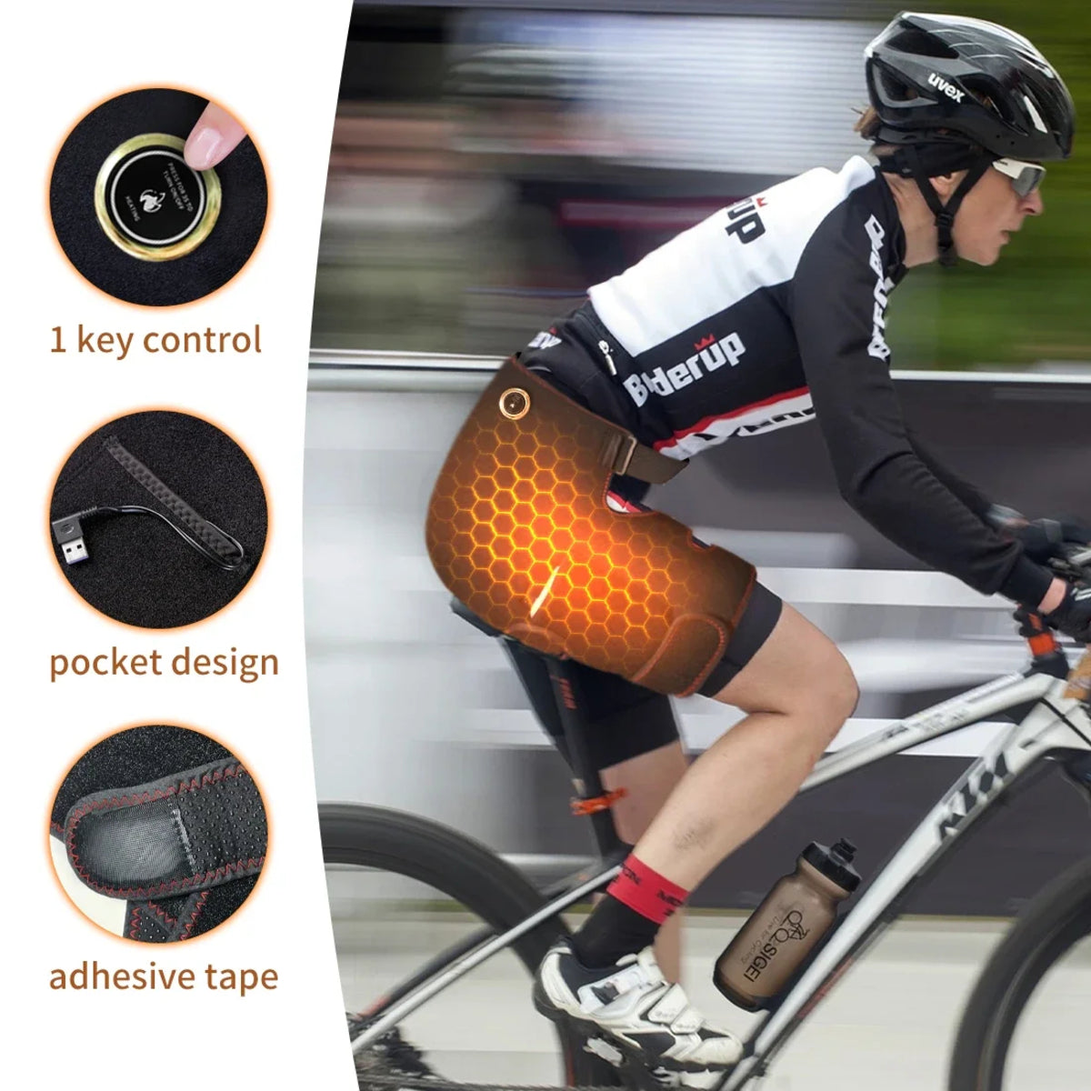 Heated Hip Support Brace - Cordless Massager for Sciatica and Back Pain