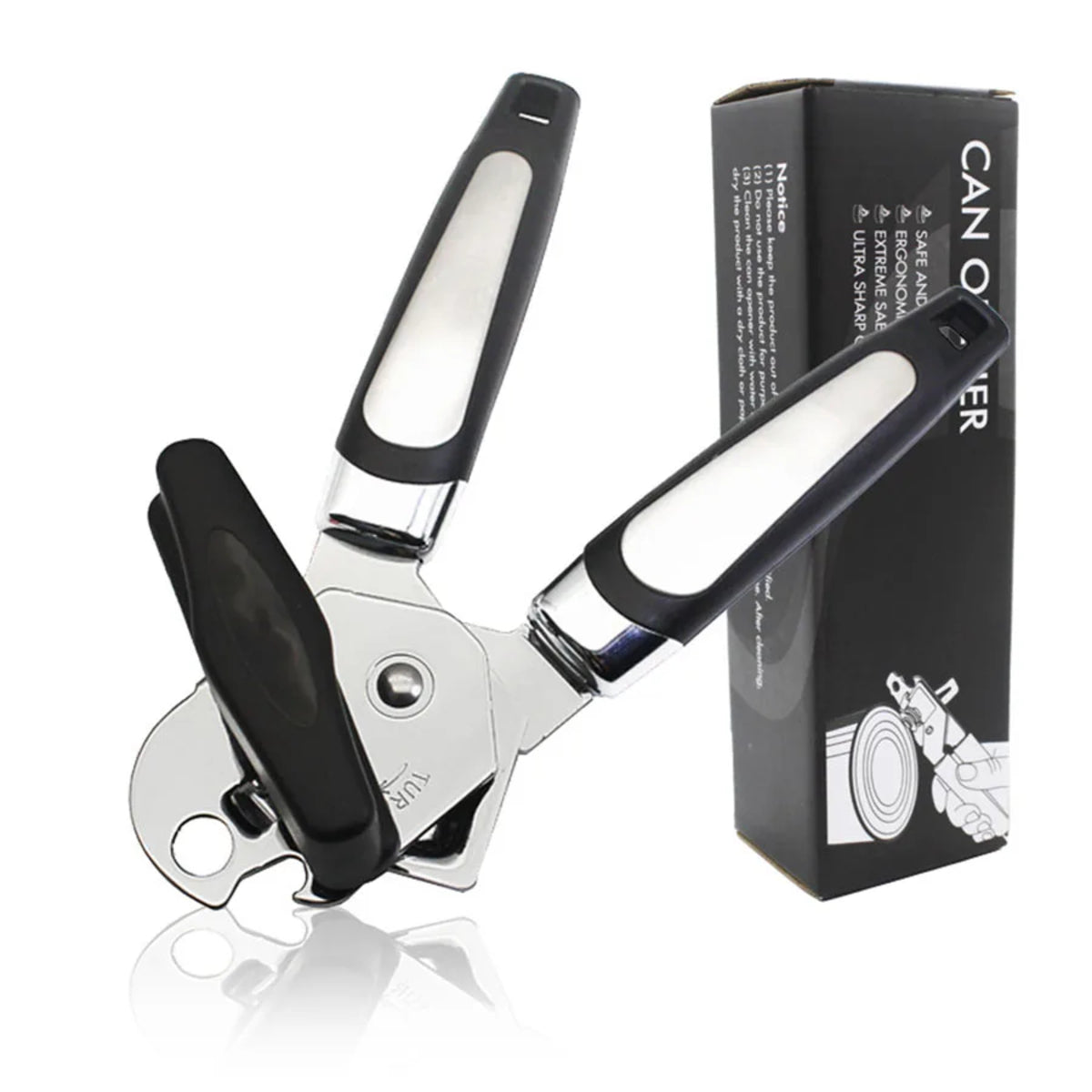 Stainless Steel Can Opener - Ergonomic Manual Side-Cut