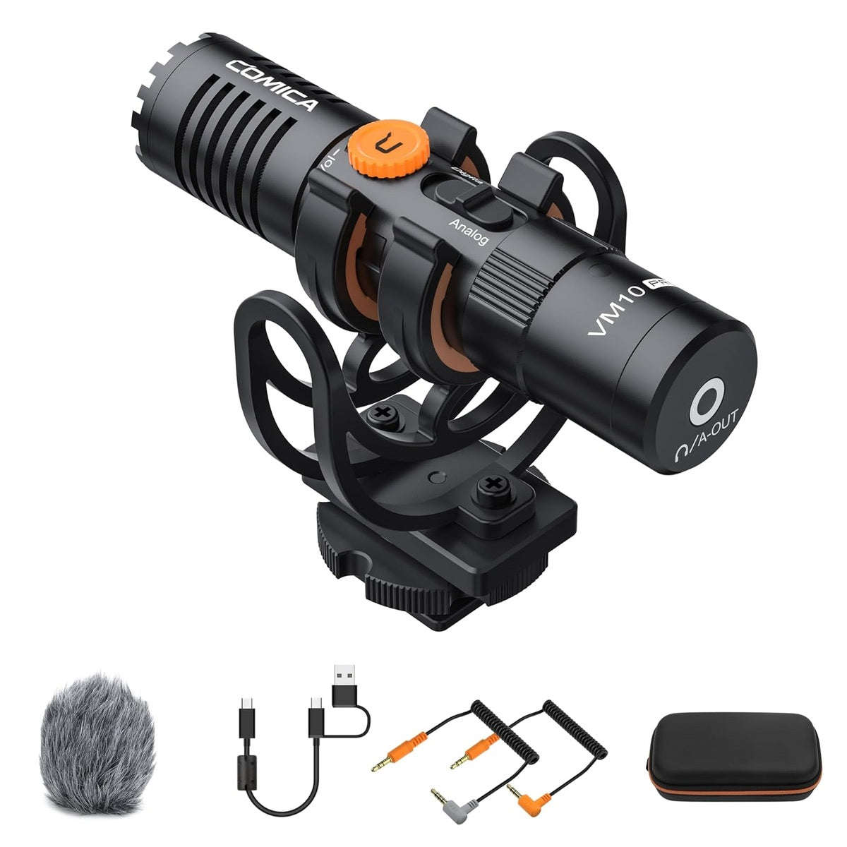 Pro Shotgun Microphone - On-Camera Cardioid Mic with Shock Mount