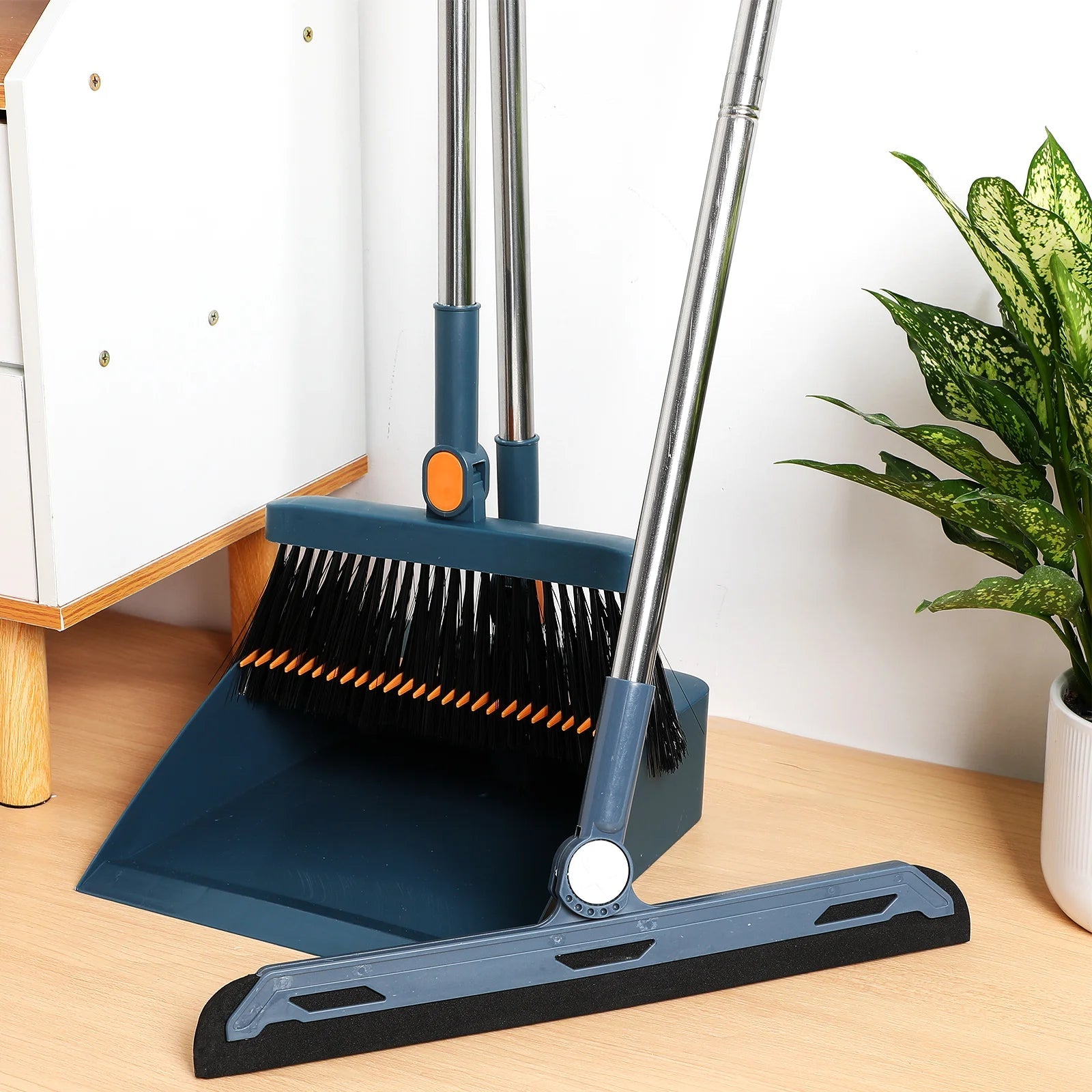 Folding Broom Dustpan Set - Handheld Sweeping for Indoor Cleaning
