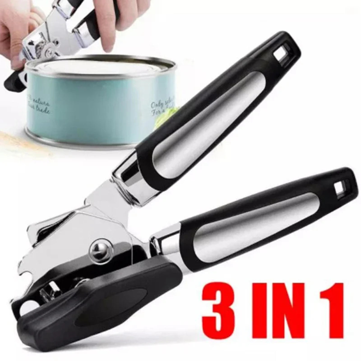 Stainless Steel Can Opener - Ergonomic Manual Side-Cut