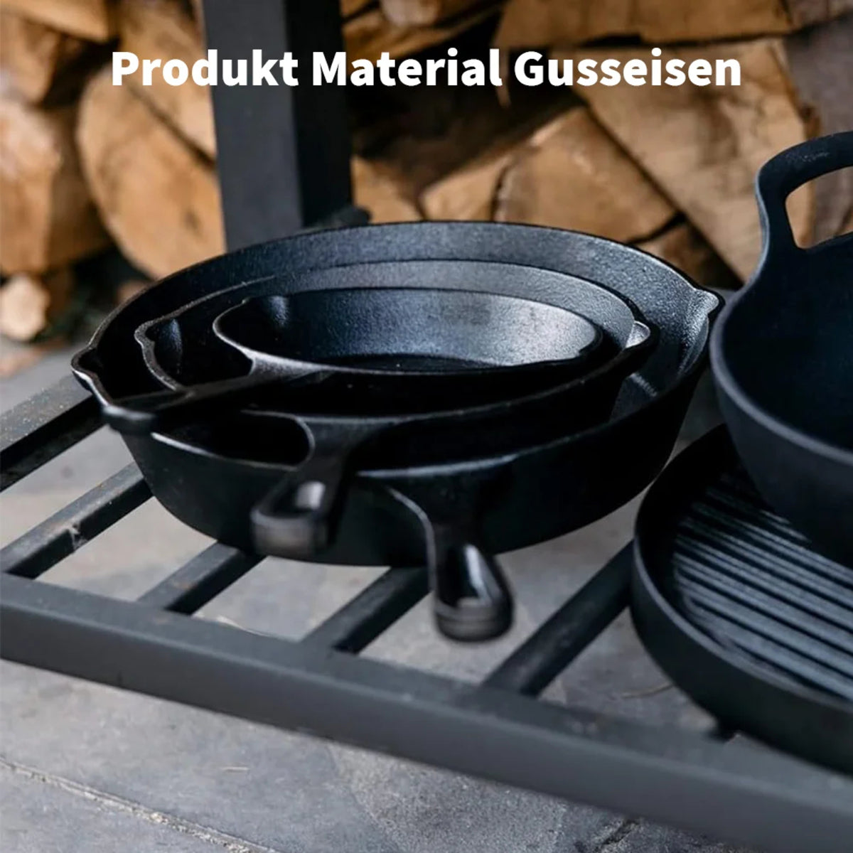 3-Piece Cast Iron Frying Pan Set - Uncoated Non-Stick Skillets & Stir-Frying