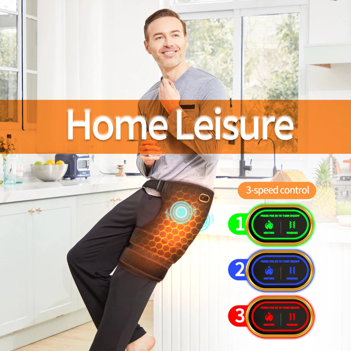 Heated Hip Support Brace - Cordless Massager for Sciatica and Back Pain