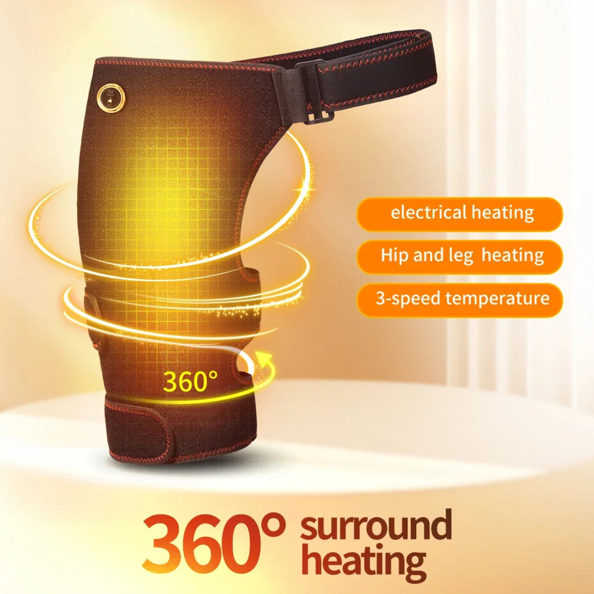 Heated Hip Support Brace - Cordless Massager for Sciatica and Back Pain