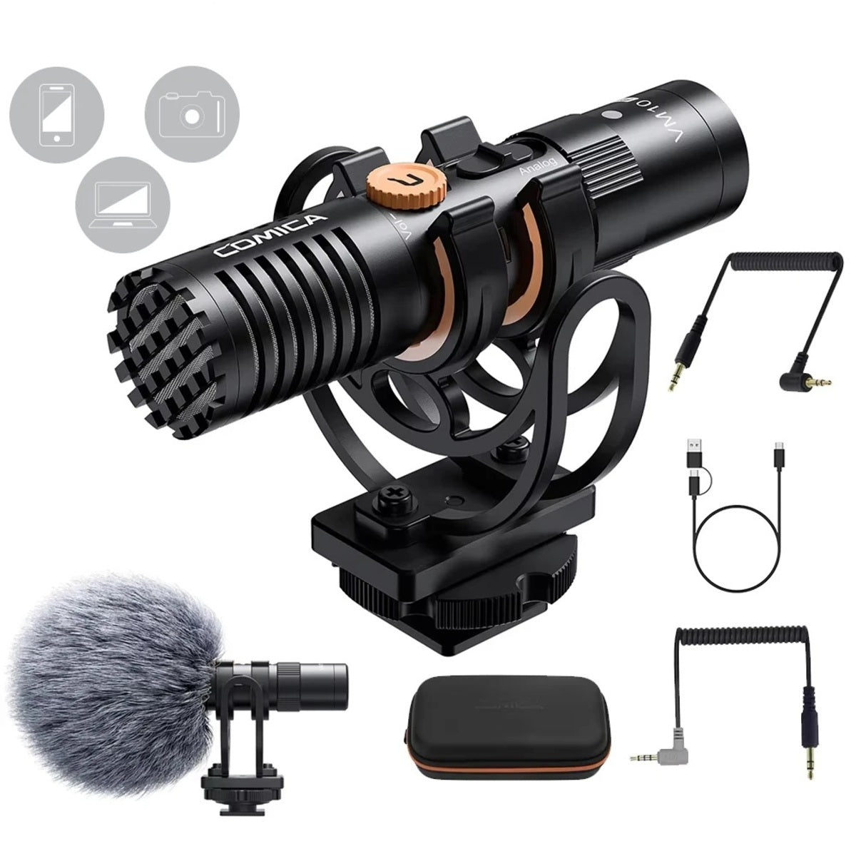 Pro Shotgun Microphone - On-Camera Cardioid Mic with Shock Mount