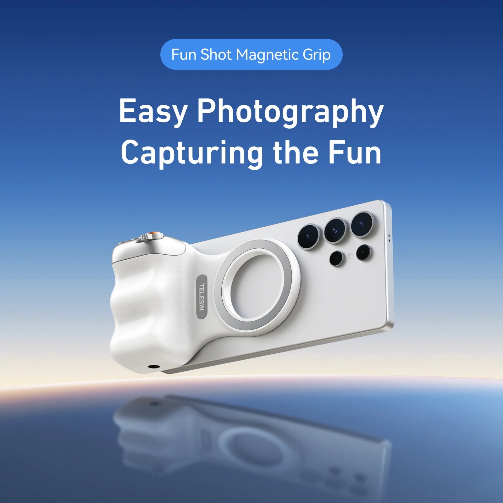Magnetic Phone Camera Grip - Remote Shutter Handle and Holder
