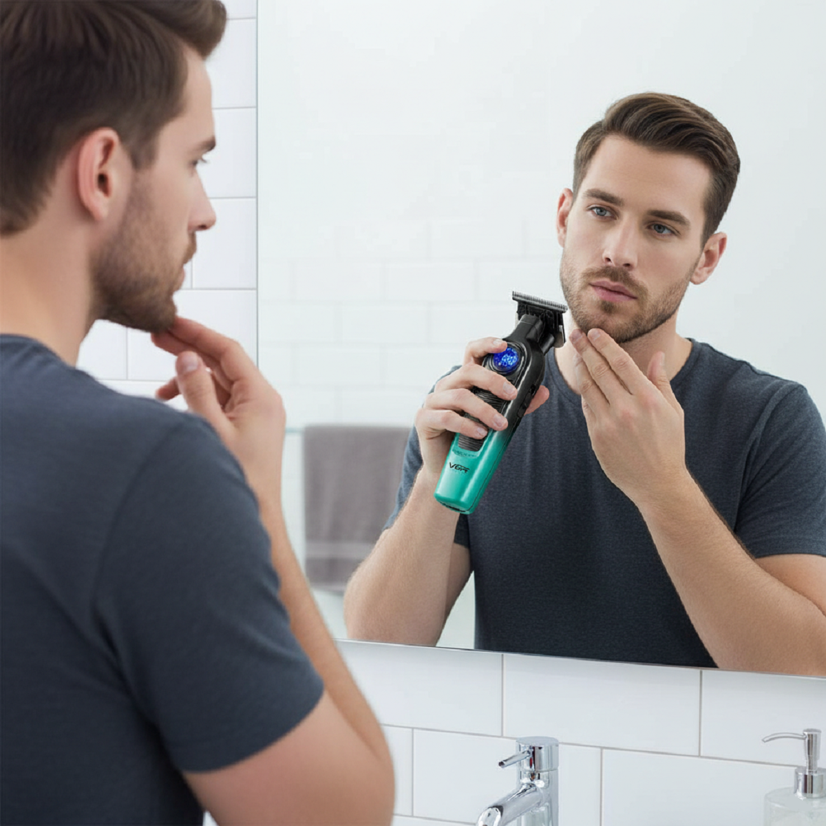 Men's Hair Trimmer - Gradient Metal Electric Clipper with LED Display