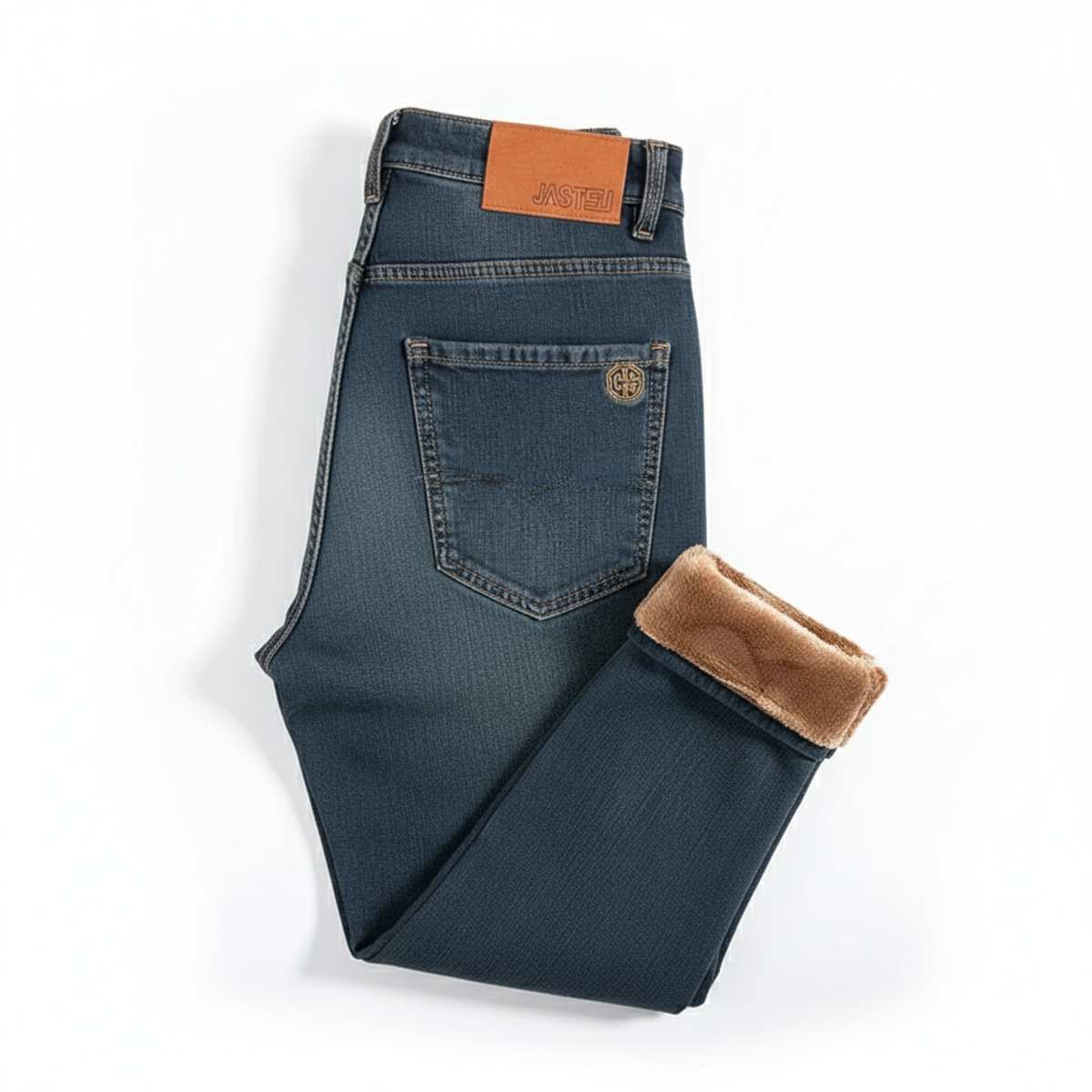 Men's Brown Vintage Winter Jeans - Thick Velvet Warm Elastic Straight Denim