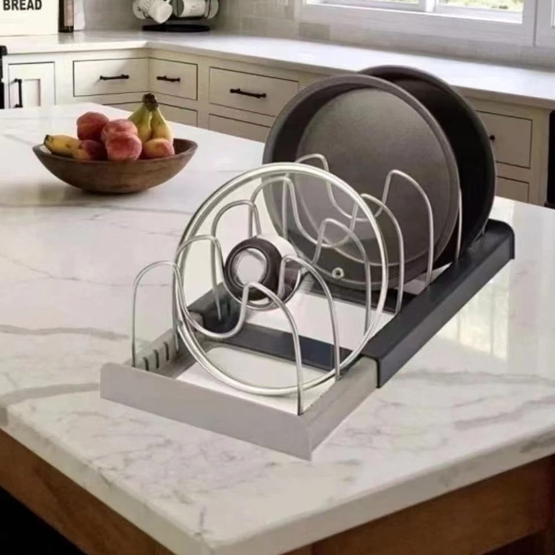 Stainless Steel Kitchen Rack - Cabinet Organizer for Pots and Lids