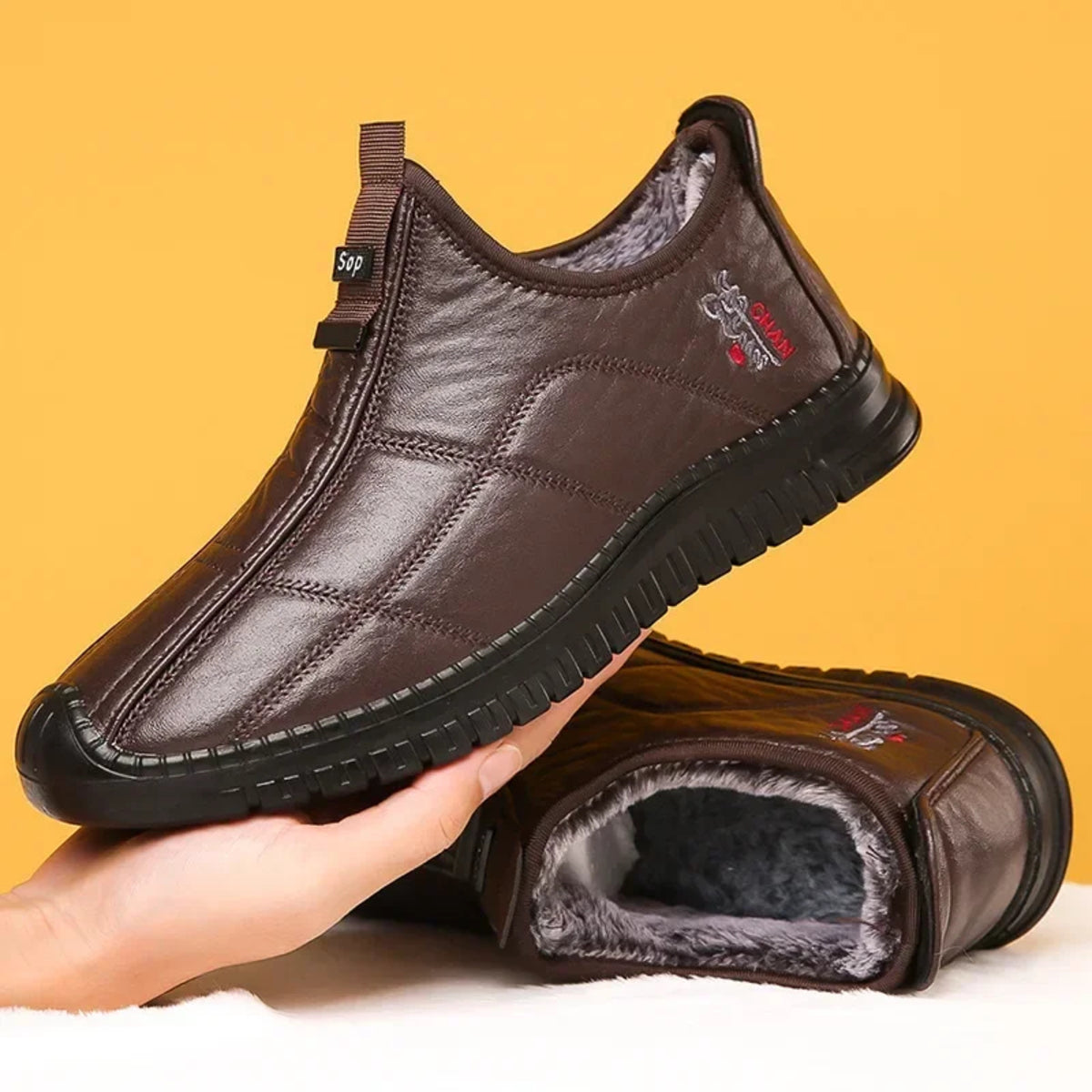 Men's Winter Work Boots - Warm Waterproof Non-Slip Platform