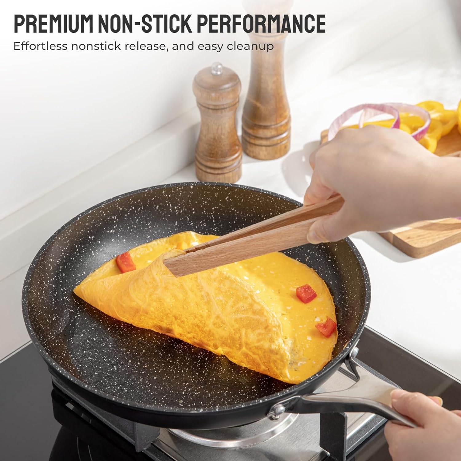 10-Piece Non-Stick Pots and Pans Set - Induction Compatible Cookware