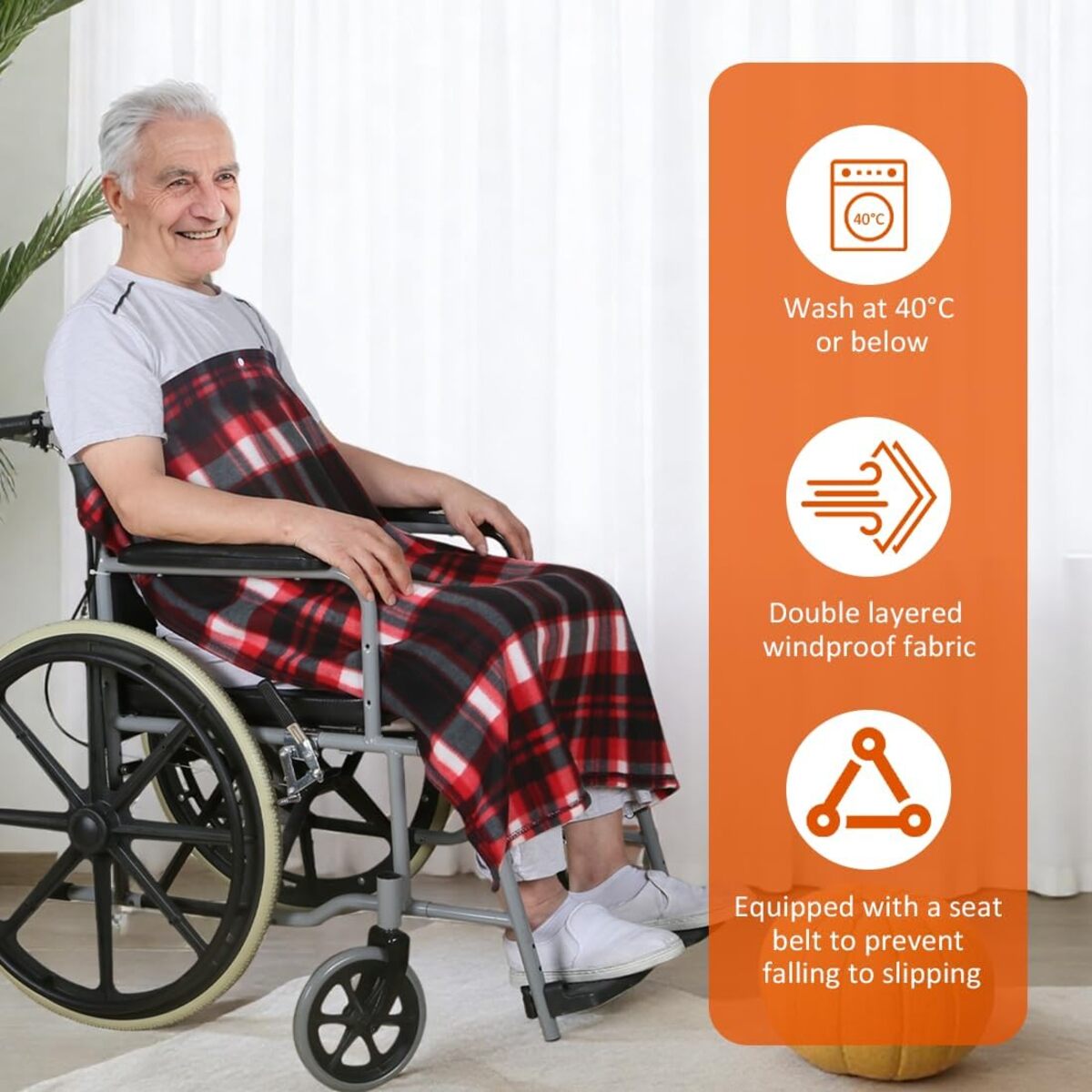 Wheelchair Blanket with Harness - Adjustable Anti-Slip Fleece Lap