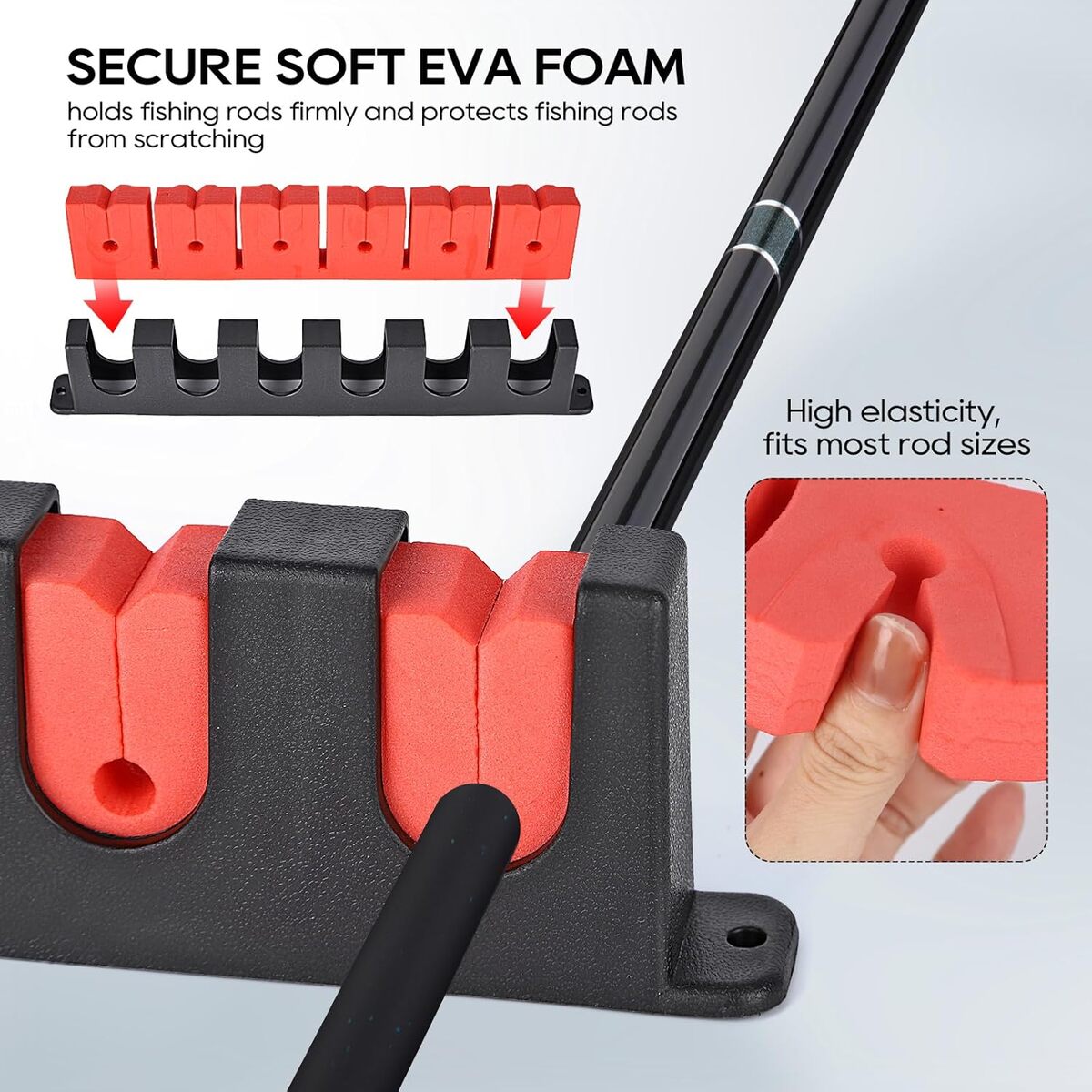 Fishing Rod Holder Rack - Wall Mount Storage for 16 Rods