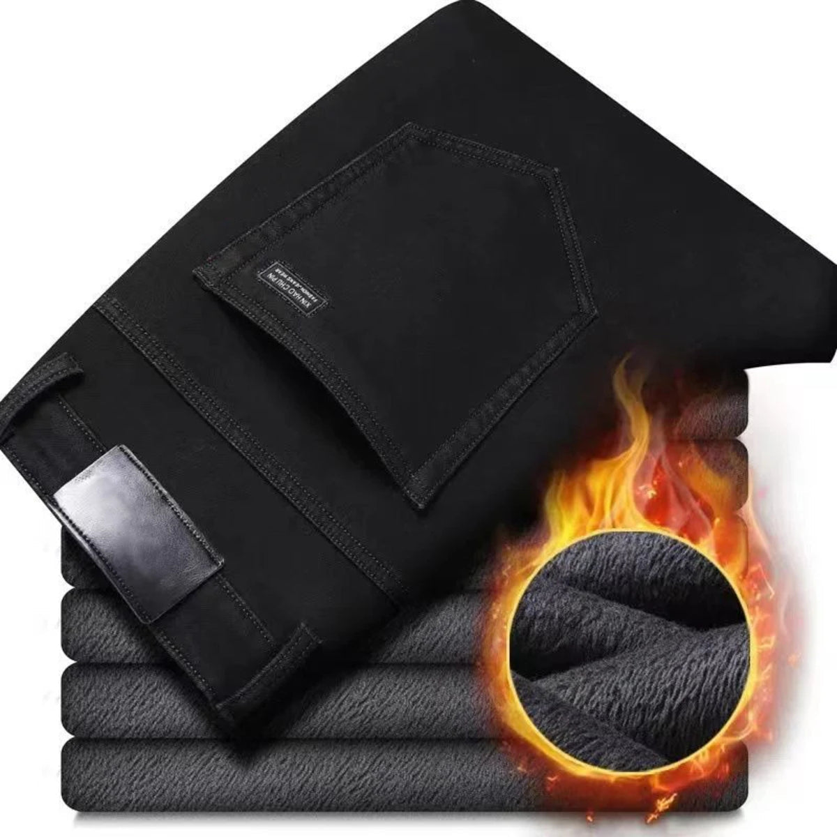 Men's Winter Fleece-Lined Jeans - Thermal Stretch Flannel Denim