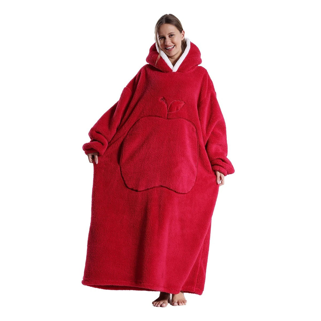 Extra Long Wearable Blanket - Hooded Flannel with Sleeves for Adults