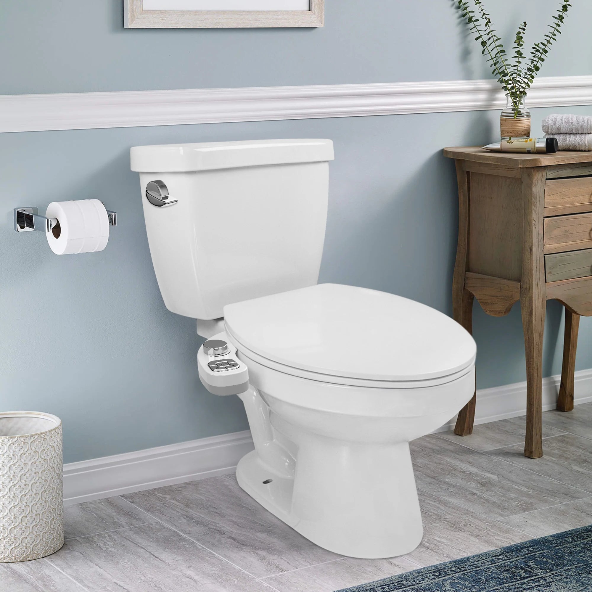 Non-Electric Bidet Attachment - Dual Nozzle Toilet Sprayer with Self-Cleaning