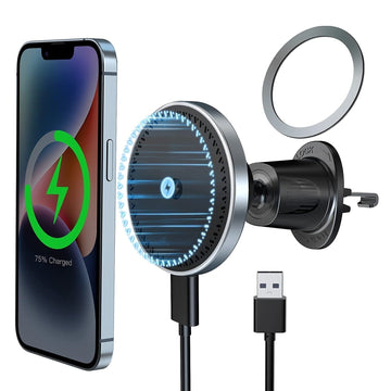 15W Magnetic Wireless Car Charger - Air Vent Phone Holder for iPhone