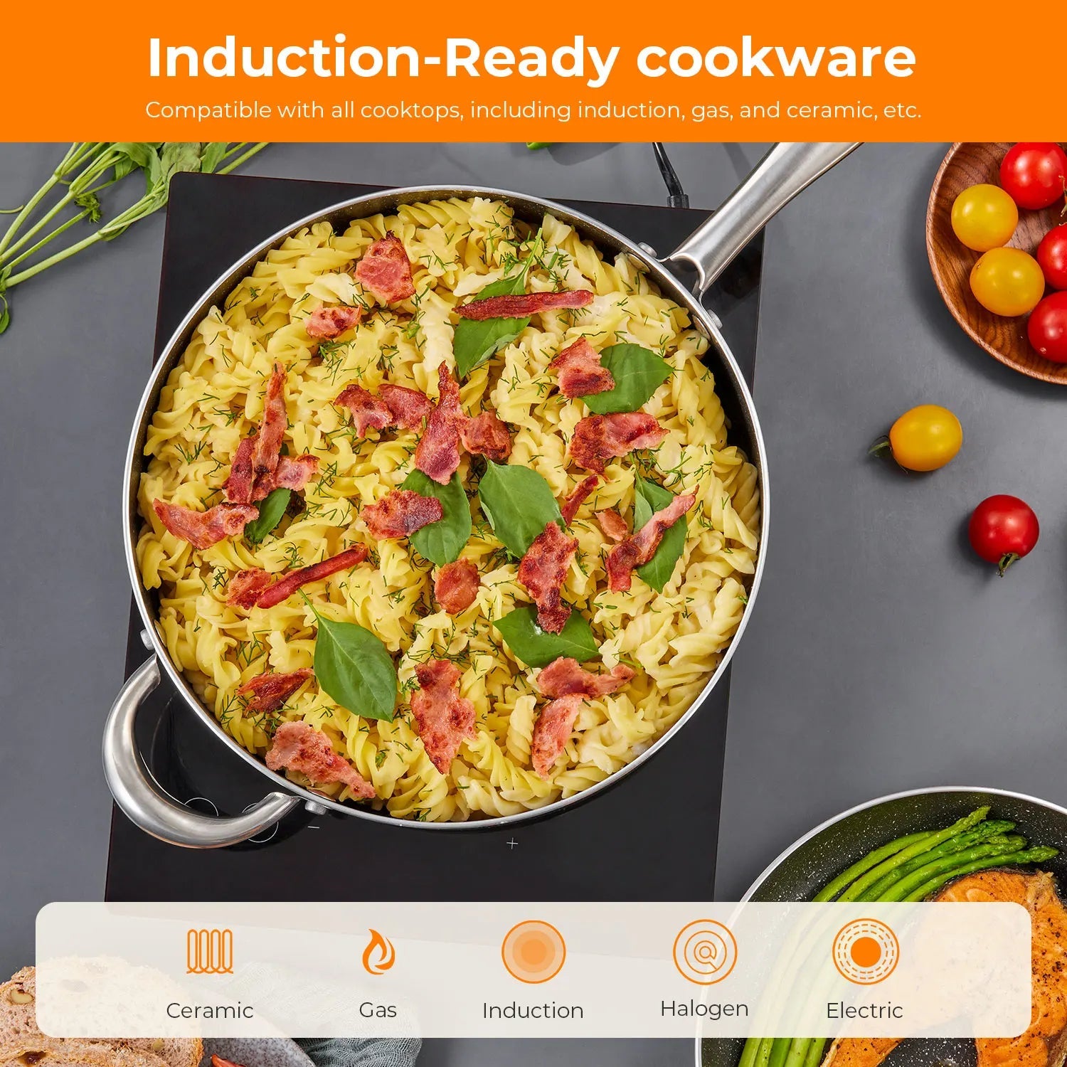 10-Piece Non-Stick Pots and Pans Set - Induction Compatible Cookware