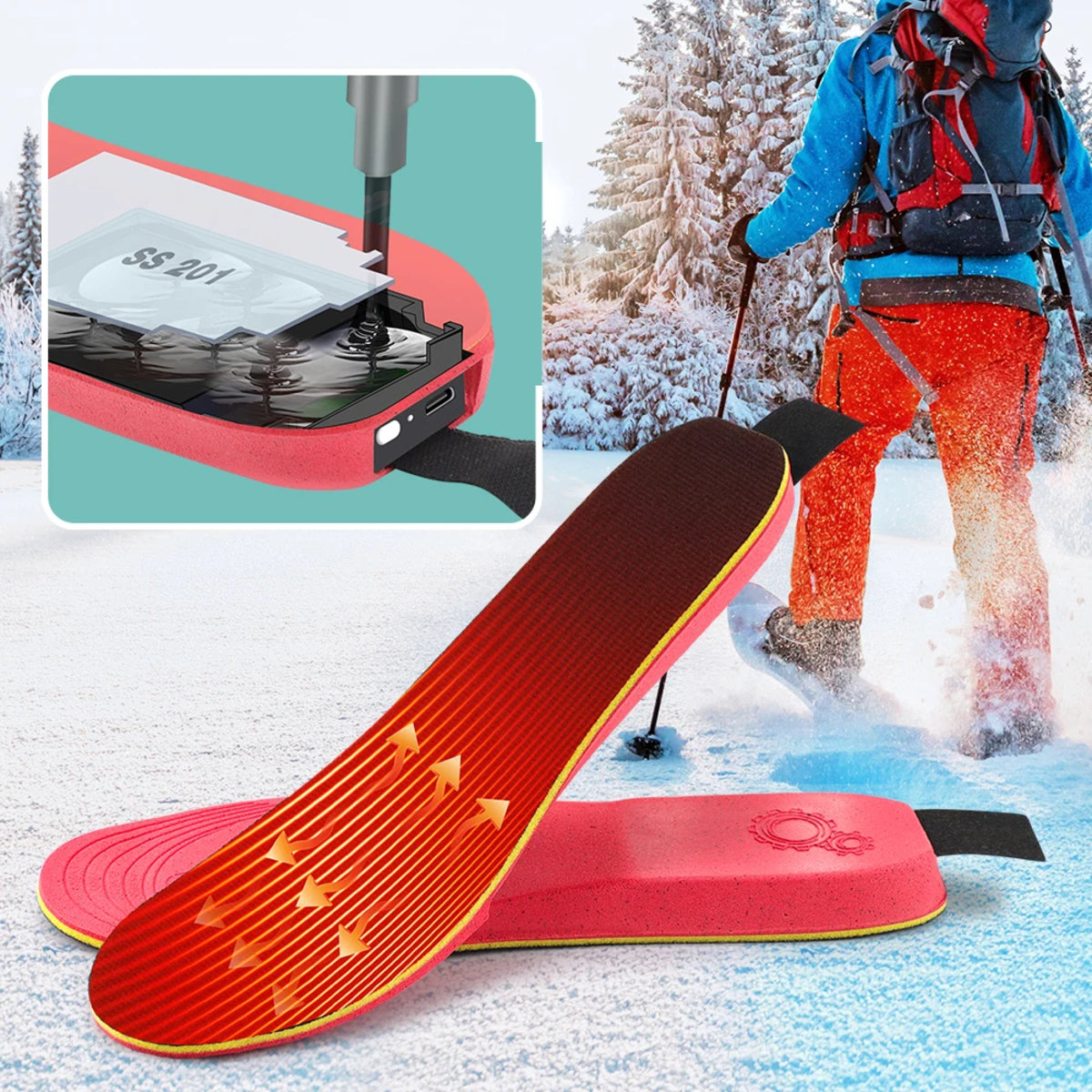 App-Controlled Heated Insoles - Electric Warming Pads with Adjustable Temperature