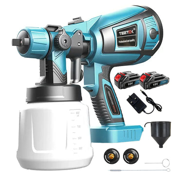 Cordless Paint Sprayer - 2 Battery HVLP 33.8 ounce Spray Gun for Makita 18V