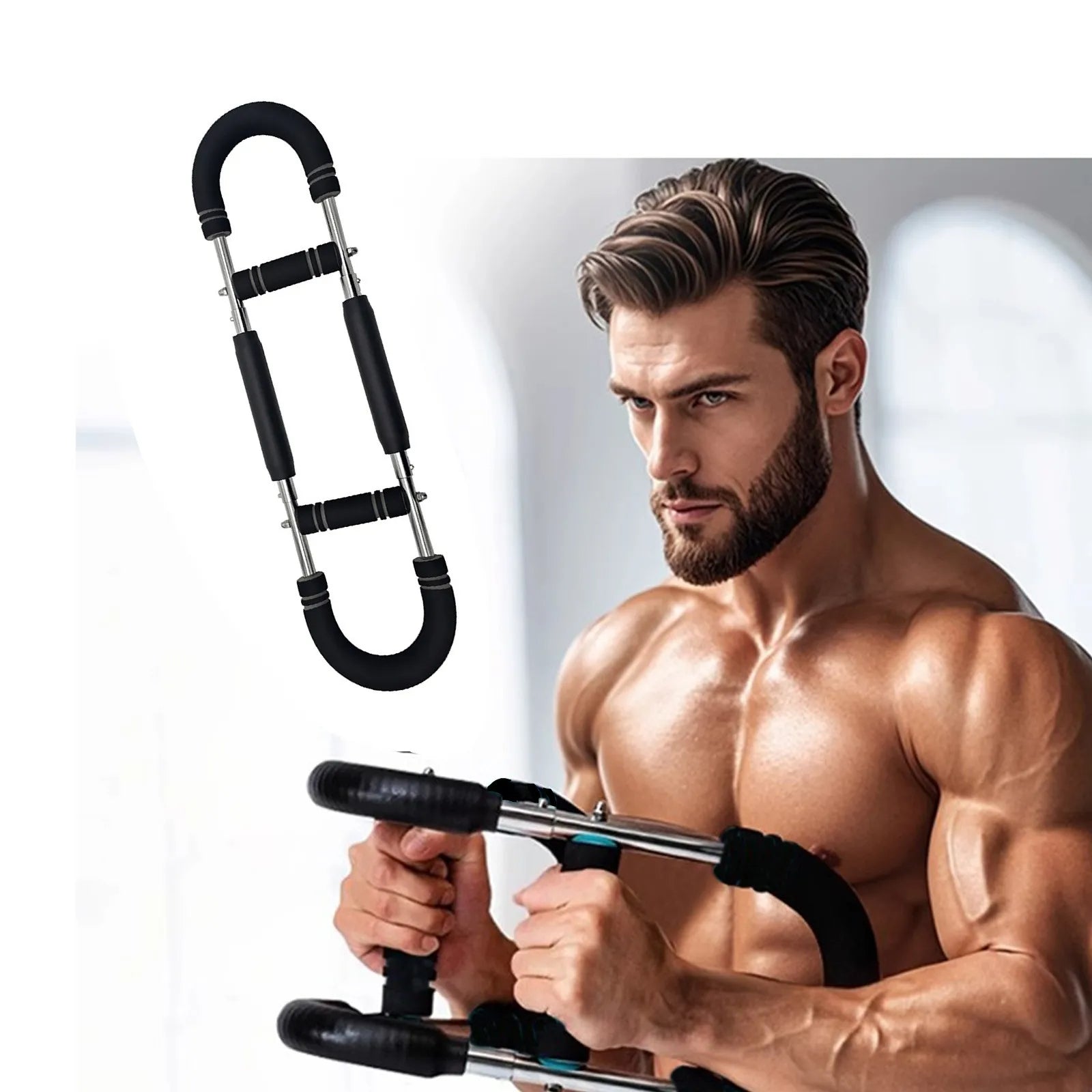 Portable Upper-Body Trainer Adjustable Arm Chest and Shoulder Spring Workout Tool