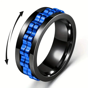 Stainless Steel Gear Chain Ring - Spinning Fidget Band